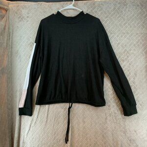 No Boundaries Womans XXL Sweatshirt Black Color Block Mock Neck Lightweight